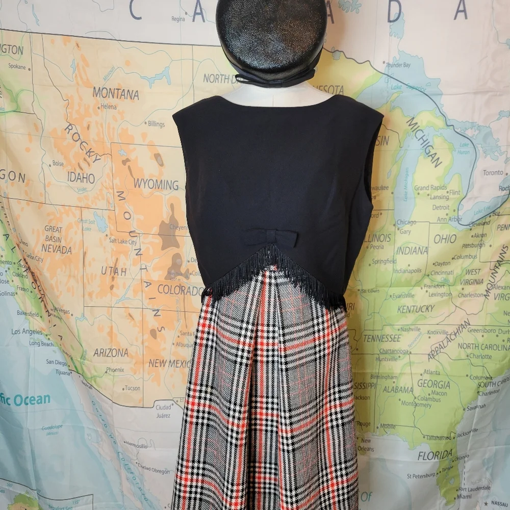 Vintage Red And Black Wool Plaid Women's A Line Skirt - Picture 8 of 12